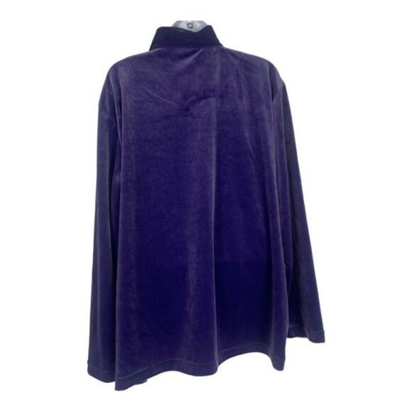Sara Morgan Womens 2X Purple Velour Zip-Up Jacket With Embroidered Floral Design - Picture 3 of 6